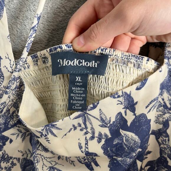 ModCloth Enchanted Meadow Toile Dress in Blue Toile Cottagecore Prairie XL New - Picture 6 of 7